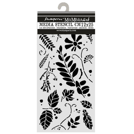 Stamperia Flowers and Poems Thick Stencils 12x25cm Mixed Leaves - KSTDL176
