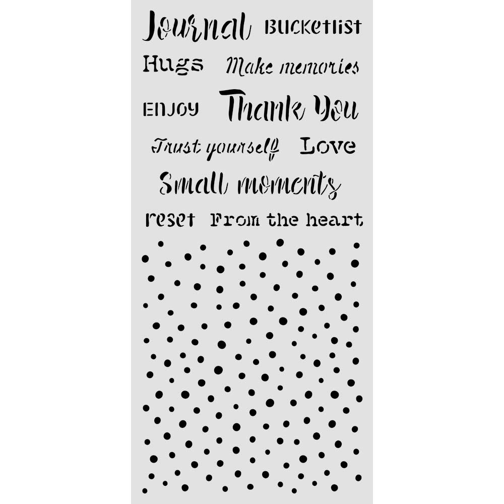 Stamperia Cozy Family Thick Stencils 12x25cm Writings and Dots - KSTDL177