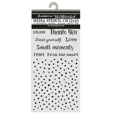 Stamperia Cozy Family Thick Stencils 12x25cm Writings and Dots - KSTDL177