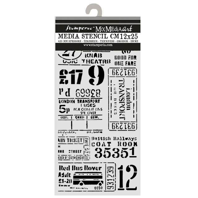 Stamperia Our Way Thick Stencils 12x25cm Tickets - KSTDL179