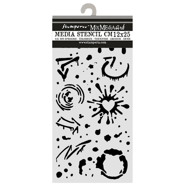 Stamperia Furry Friends 2 Thick Stencils 12x25cm Ink Splatters by Antonis Tzanidakis - KSTDL182