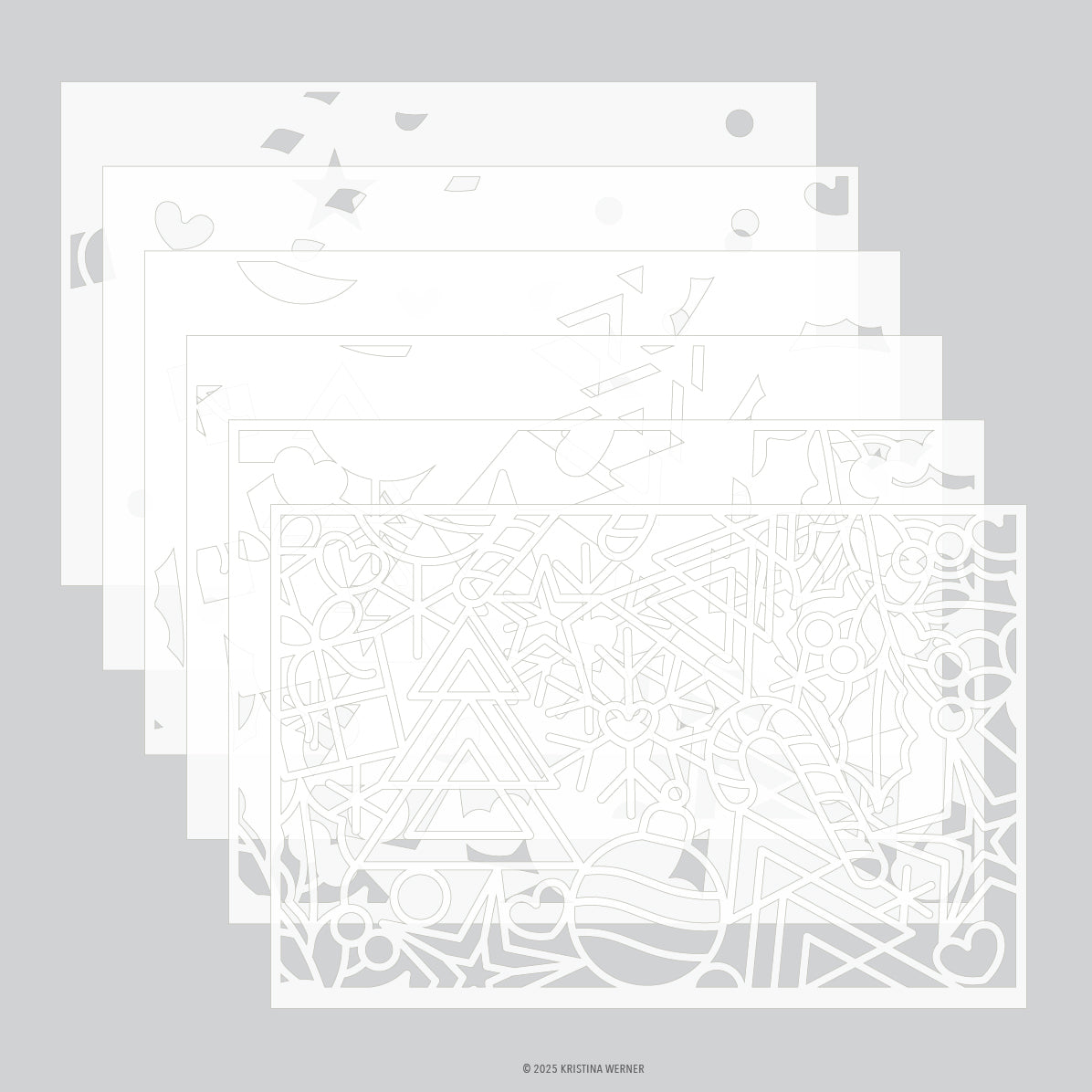 Concord & 9th Kristina Werner Holiday Icons Stencil Pack (6 qty; 6 x 9)