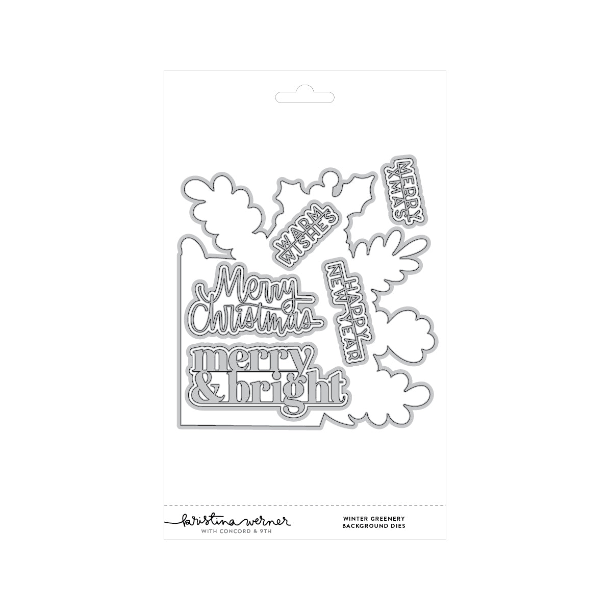 Concord & 9th Kristina Werner Winter Greenery Background Stamp and Die Bundle