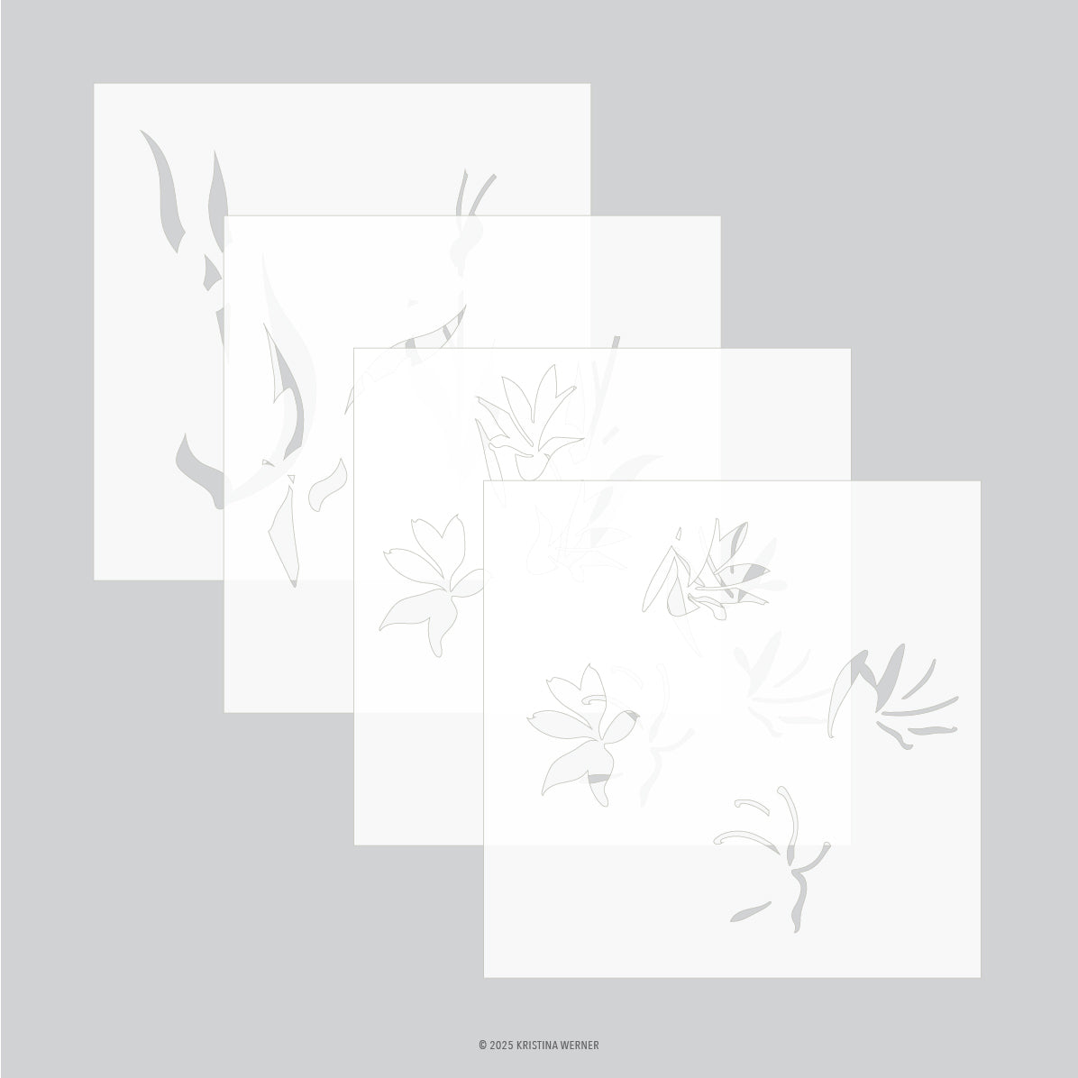 Concord & 9th KW Long Line Lilies Stencil Pack (4 qty; 6 x 6)