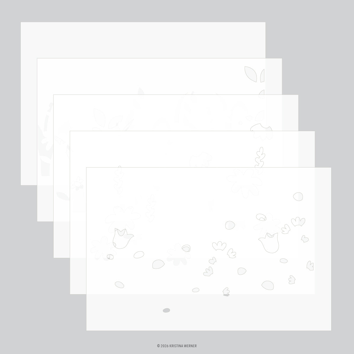 Concord & 9th Kristina Werner Flower Field Stencil Pack (5 qty; 6 x 9)