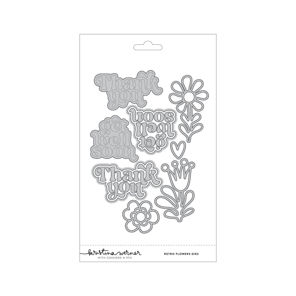 Concord & 9th KW Retro Flowers Stamp Set (6 x 8) & Die Bundle