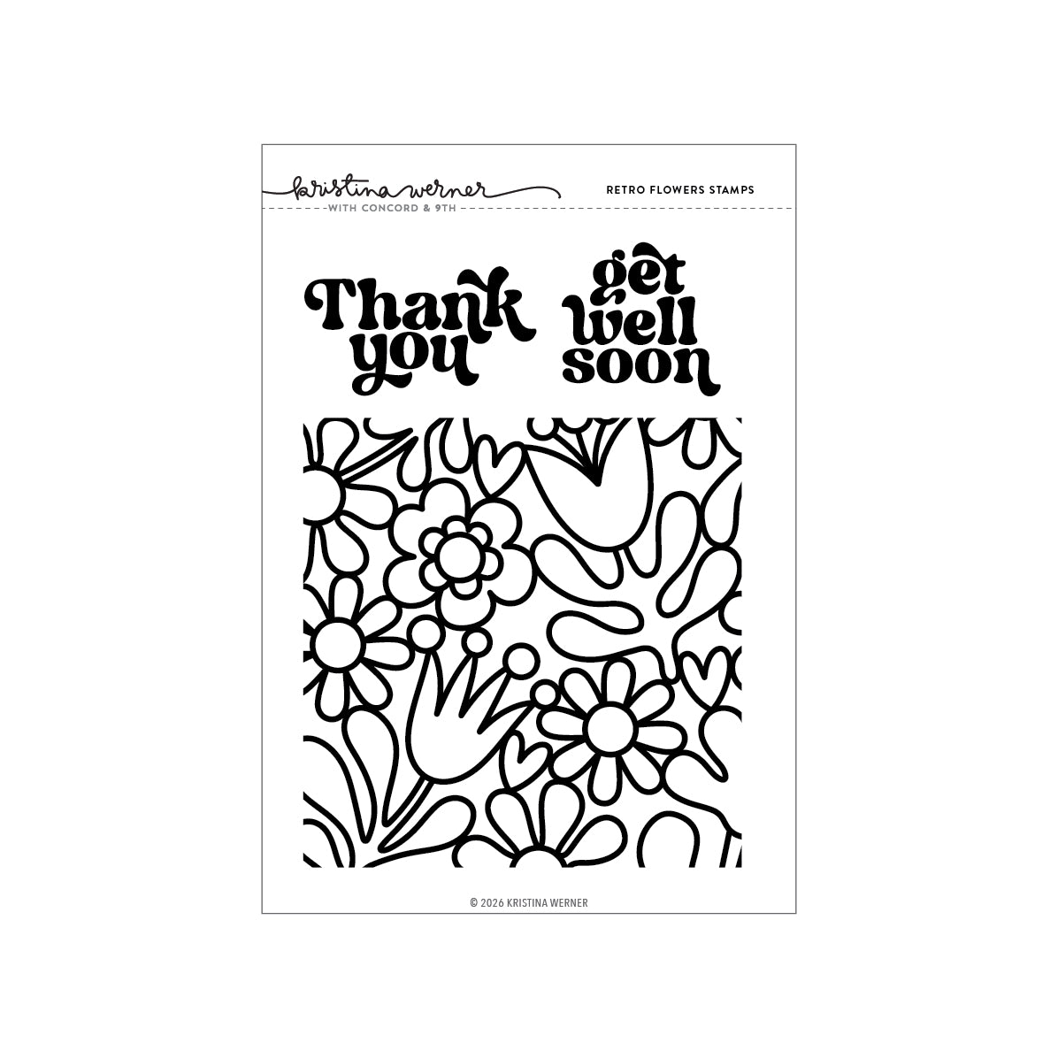Concord & 9th KW Retro Flowers Stamp Set (6 x 8) & Die Bundle