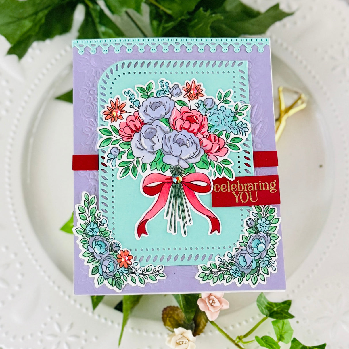 Pinkfresh Studio Celebrate in Blooms stamp, Die, Stencil and Washi Bundle