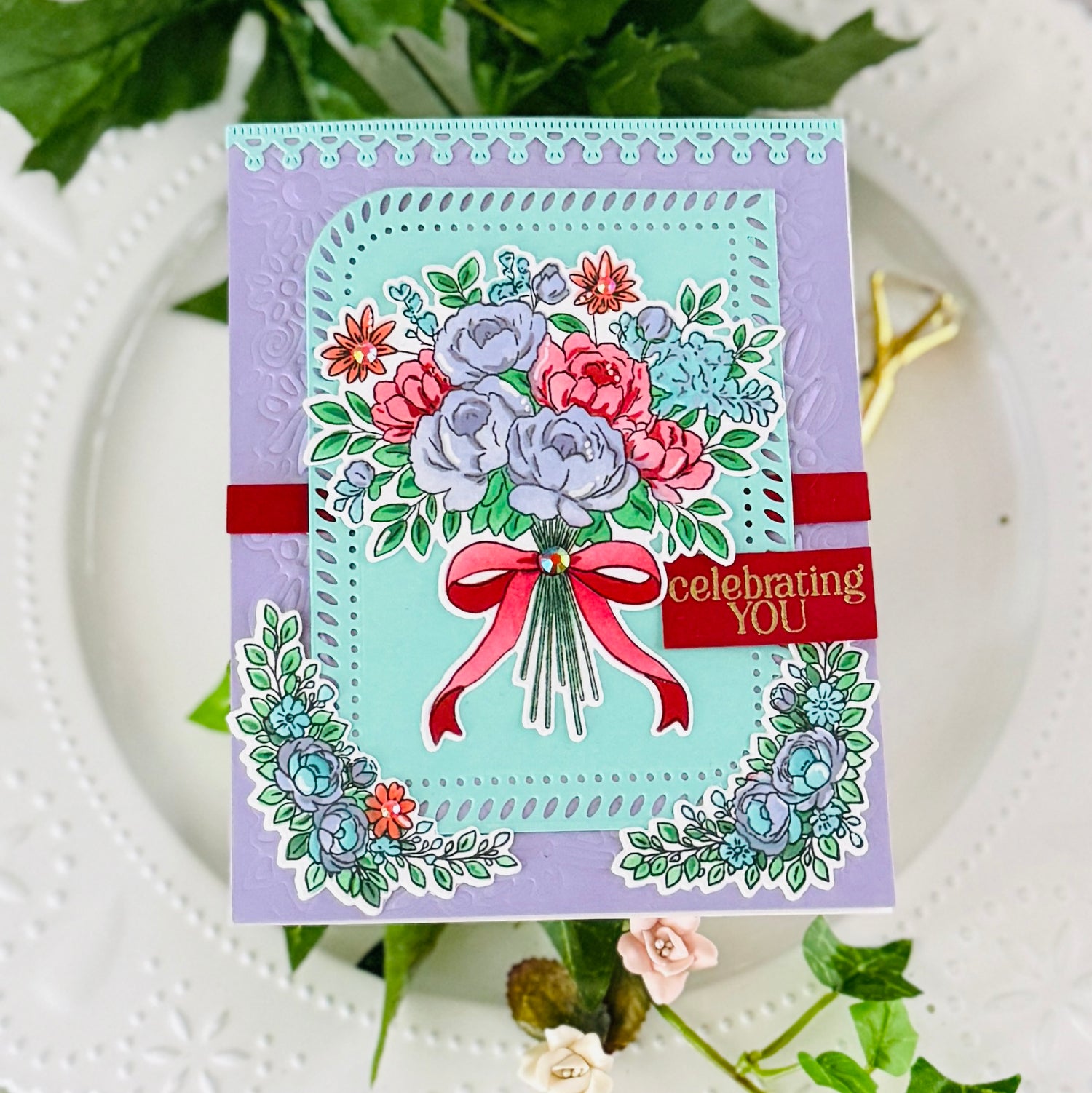 Pinkfresh Studio Celebrate in Blooms stamp, Die, Stencil and Washi Bundle