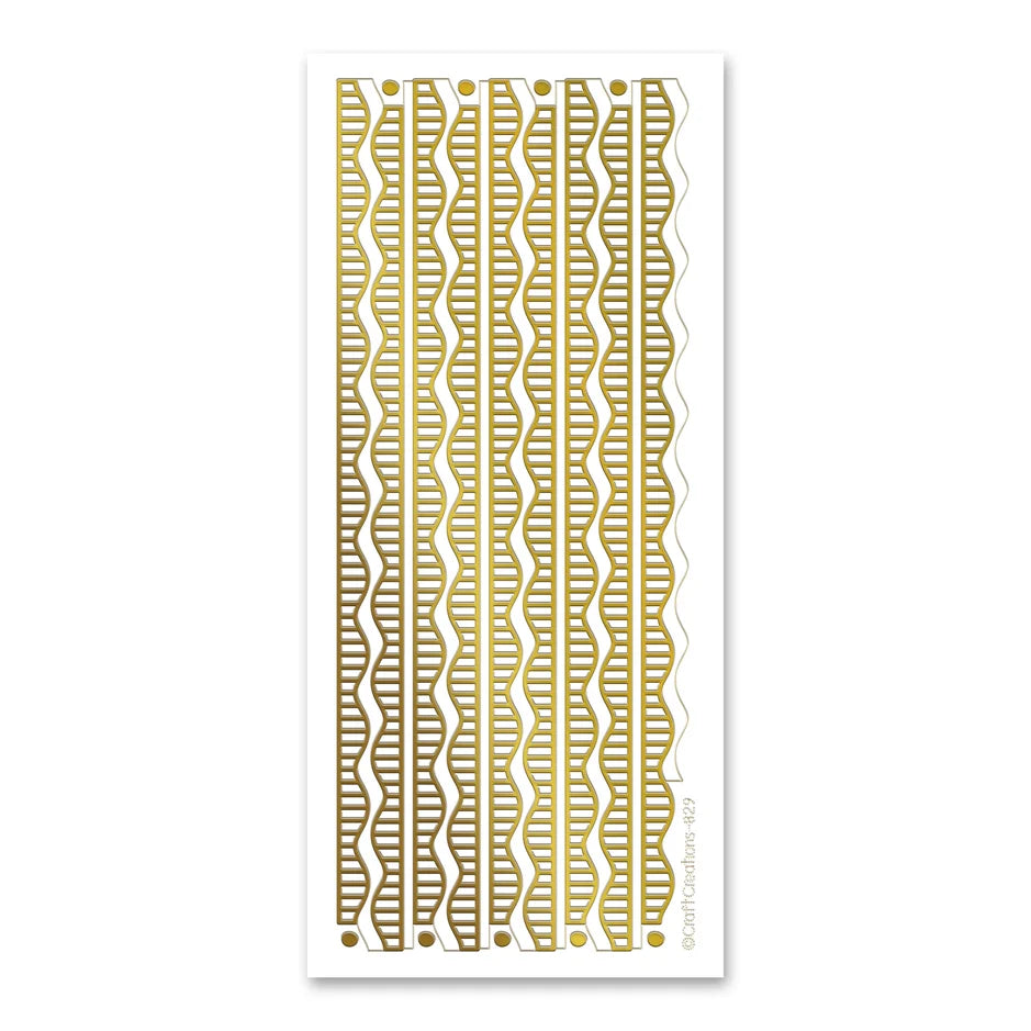 Katy Sue Satin Ribbon Borders Gold Self Adhesive Stickers - 06-XL829U-01