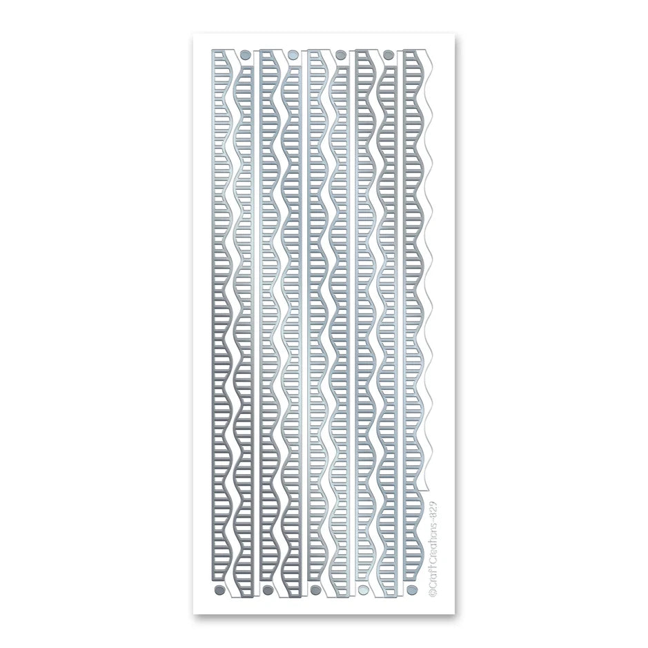 Katy Sue Satin Ribbon Borders Silver Self Adhesive Stickers - 06-XL829U-02