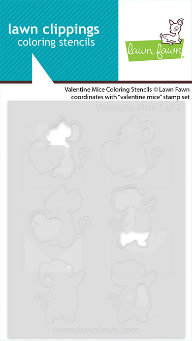 Lawn Fawn  LF3610 - Lawn Clippings - Valentine Mice Coloring Stencils