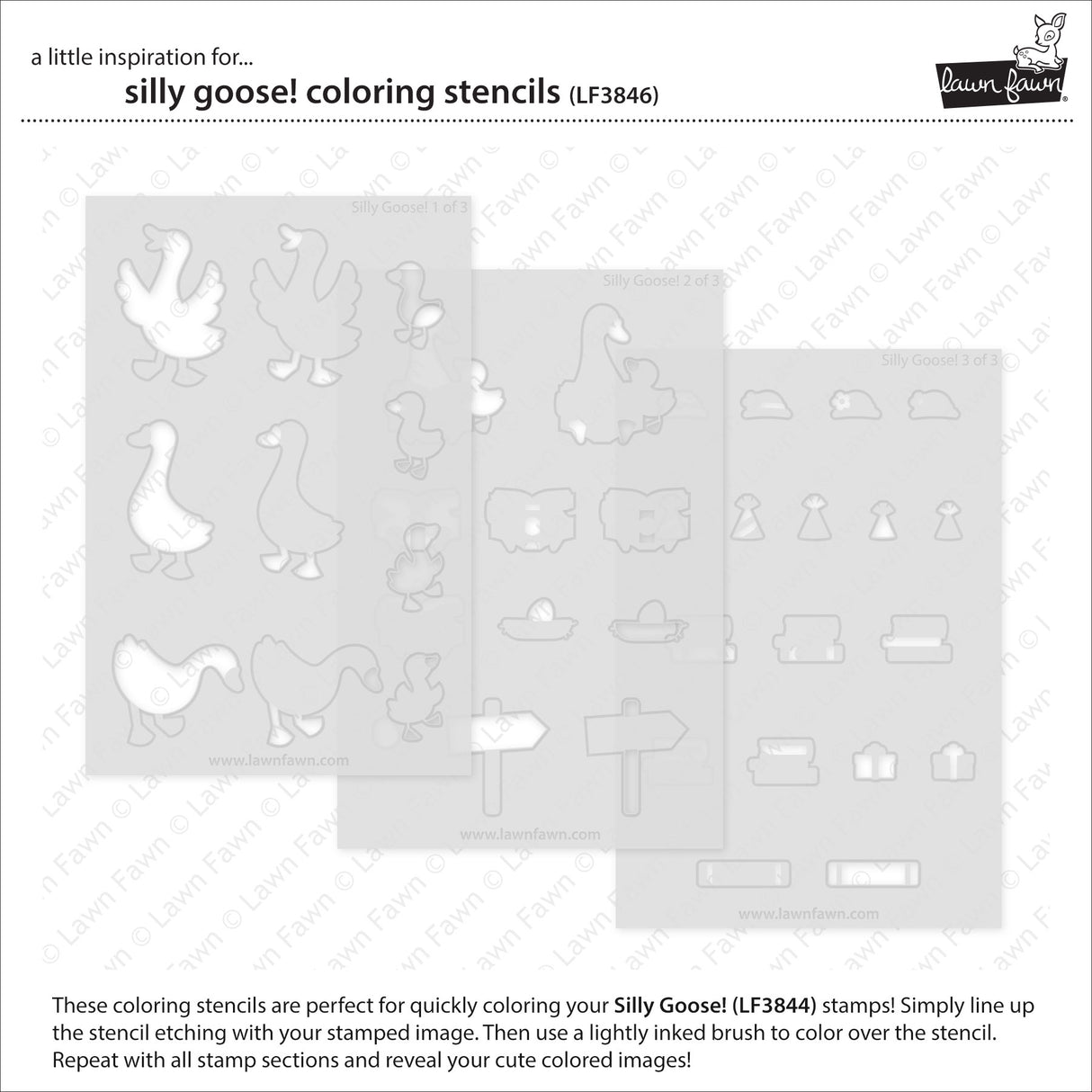 Lawn Fawn LF 3846 silly goose! coloring stencils