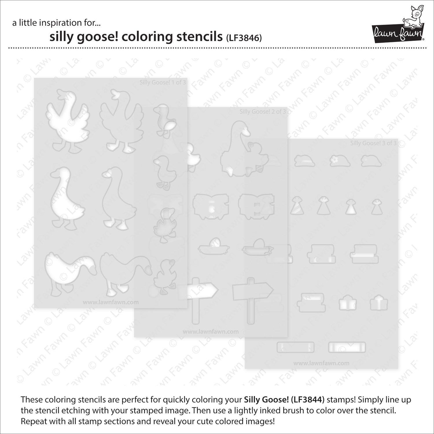Lawn Fawn LF 3846 silly goose! coloring stencils