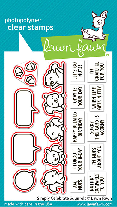 Lawn Fawn Simply Celebrate Squirrels Stamp and Dies Bundle - LF3882/lf3881