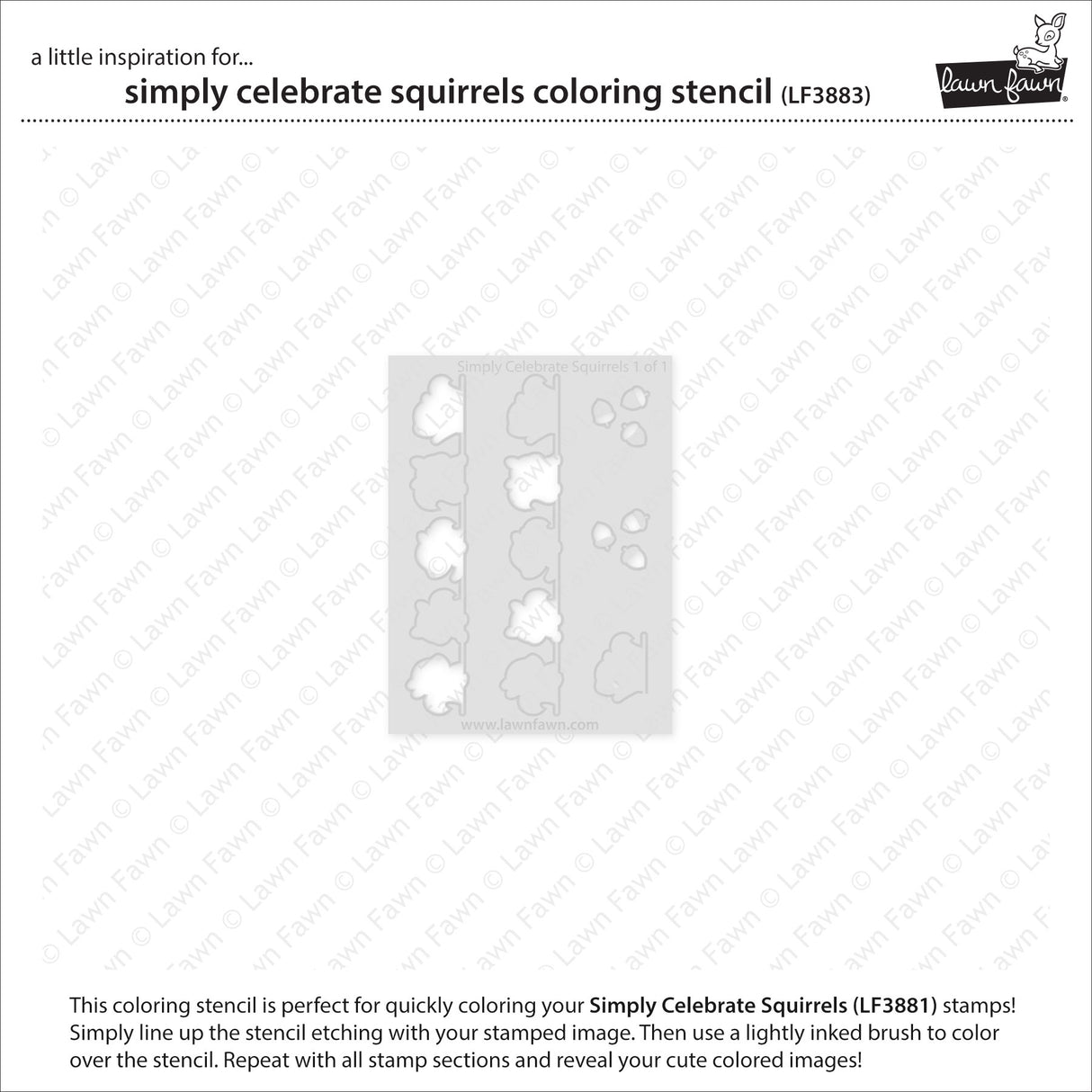 Lawn Fawn Simply Celebrate Squirrels Coloring Stencils - LF3883