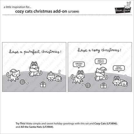 Lawn Fawn LF3899 - Stamps - Cozy Cats Christmas Add-On
