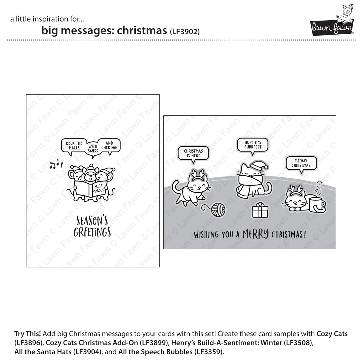 Lawn Fawn LF3902 - Stamps - Big Messages: Christmas