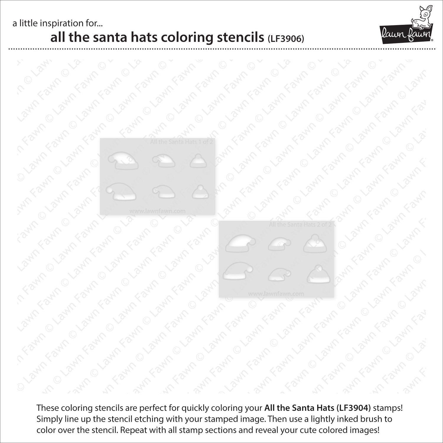 Lawn Fawn LF3906 - Lawn Clippings - All the Santa Hats Coloring Stencils