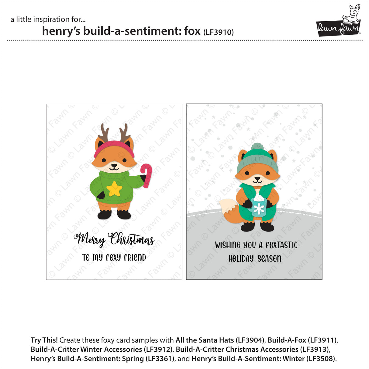Lawn Fawn LF3910 - Stamps - Henry's Build-A-Sentiment: Fox