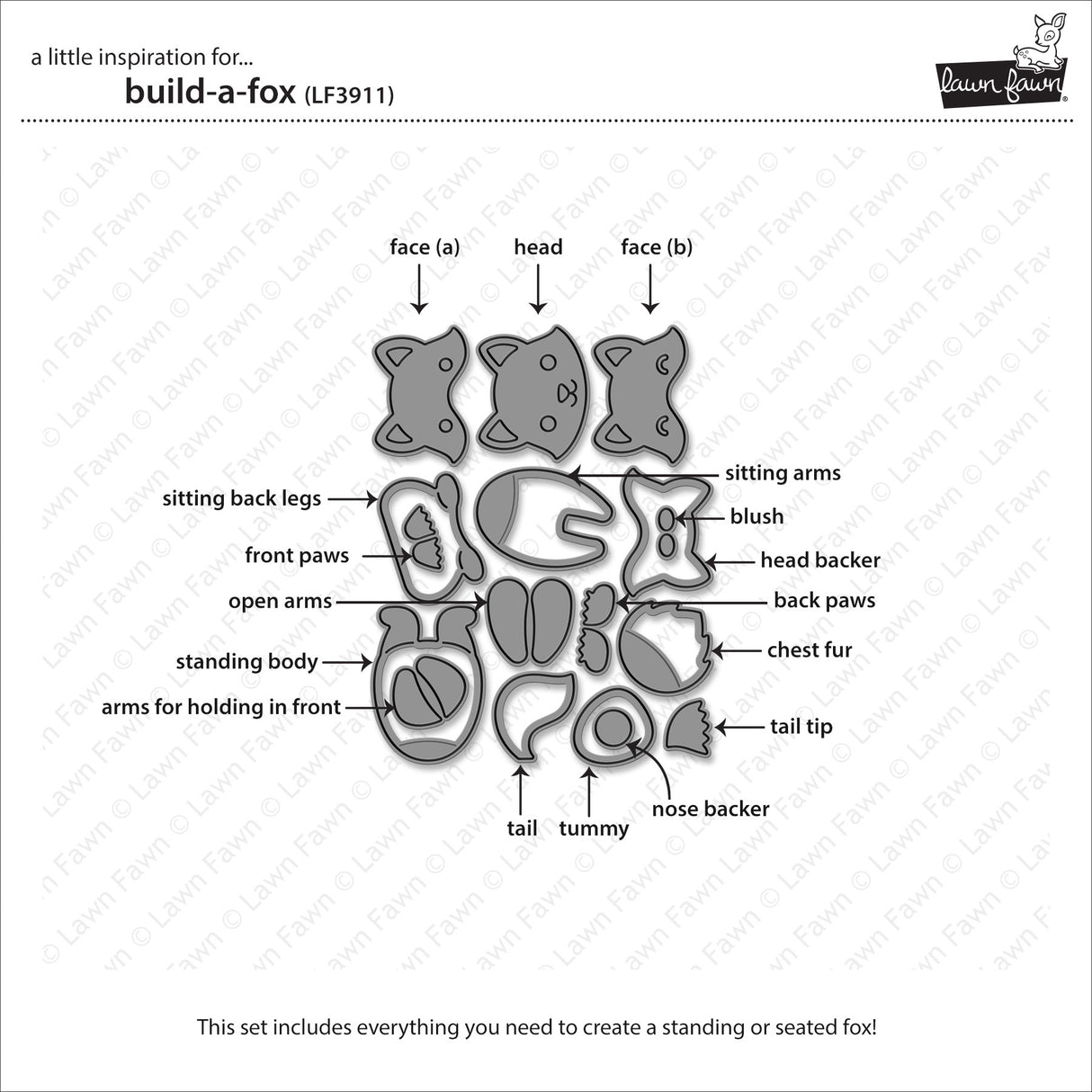 Lawn Fawn LF3911 - Lawn Cuts - Build-A-Fox Dies