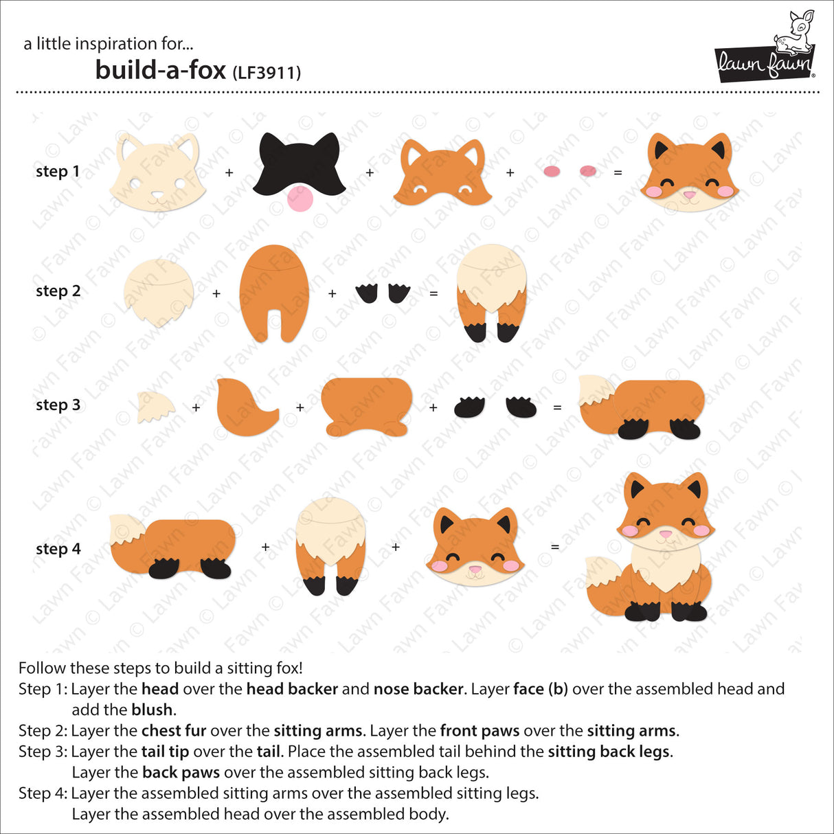 Lawn Fawn LF3911 - Lawn Cuts - Build-A-Fox Dies