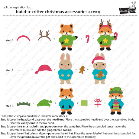 Lawn Fawn LF3913 - Lawn Cuts - Build-A-Critter Christmas Accessories Dies