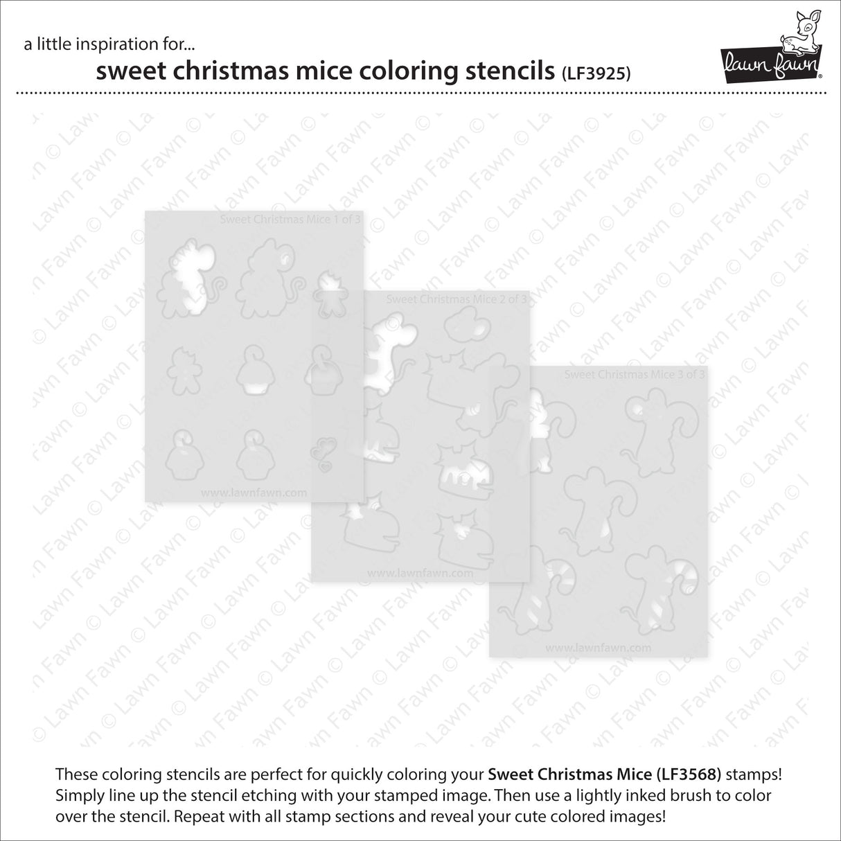 Lawn Fawn LF3925 - Lawn Clippings - Sweet Christmas Mice Coloring Stencils