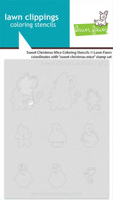 Lawn Fawn LF3925 - Lawn Clippings - Sweet Christmas Mice Coloring Stencils
