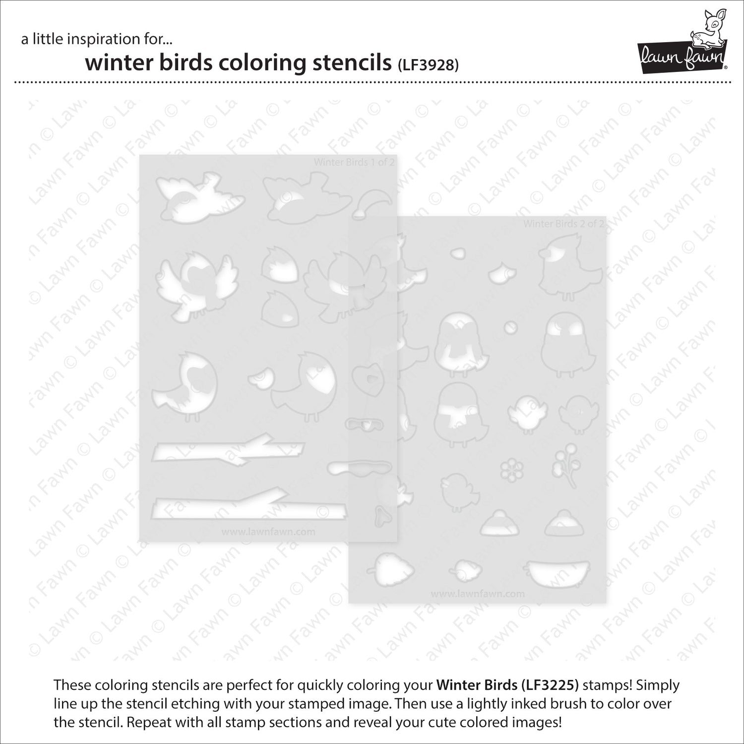 Lawn Fawn LF3928 - Lawn Clippings - Winter Birds Coloring Stencils