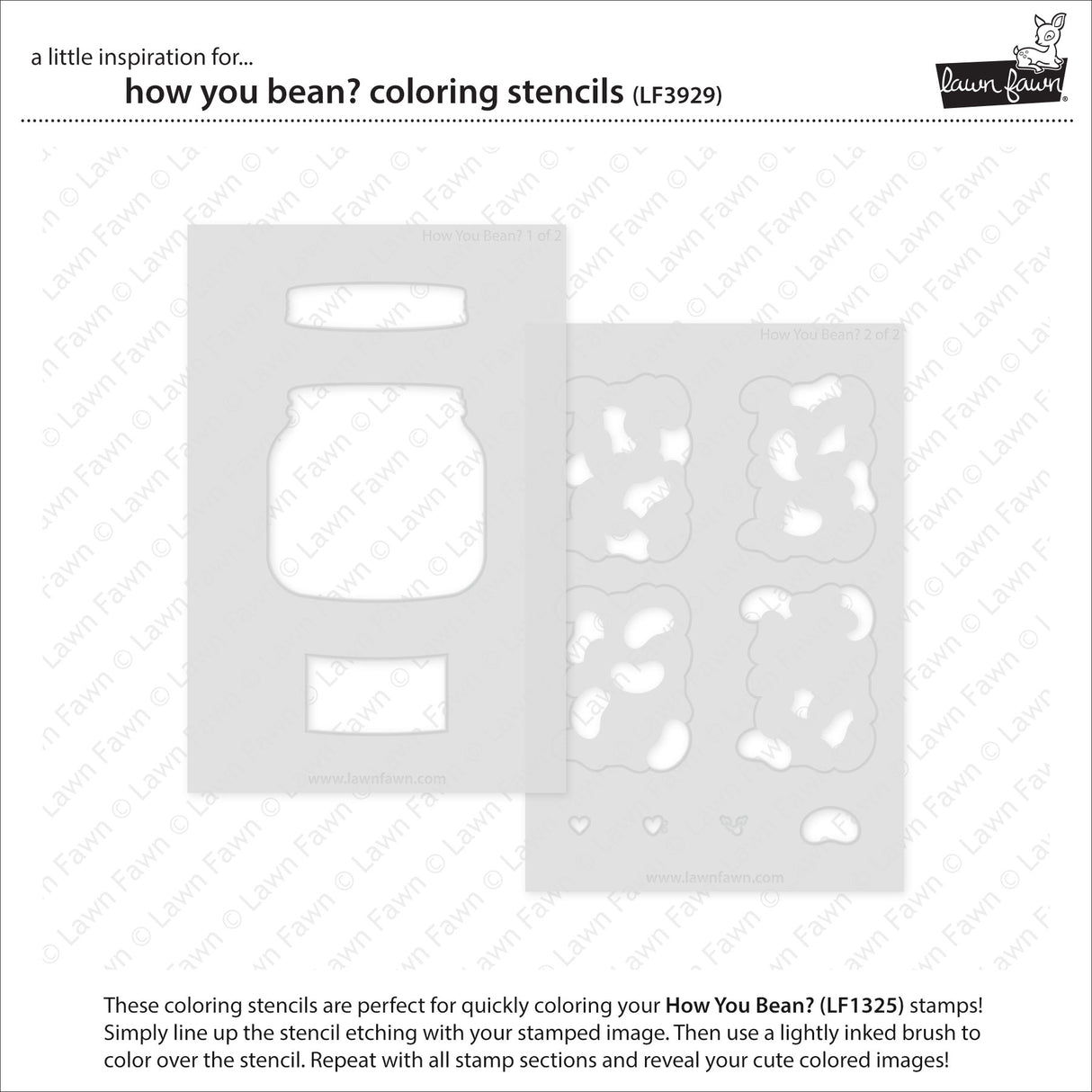 Lawn Fawn LF3929 - Lawn Clippings - How You Bean? Coloring Stencils