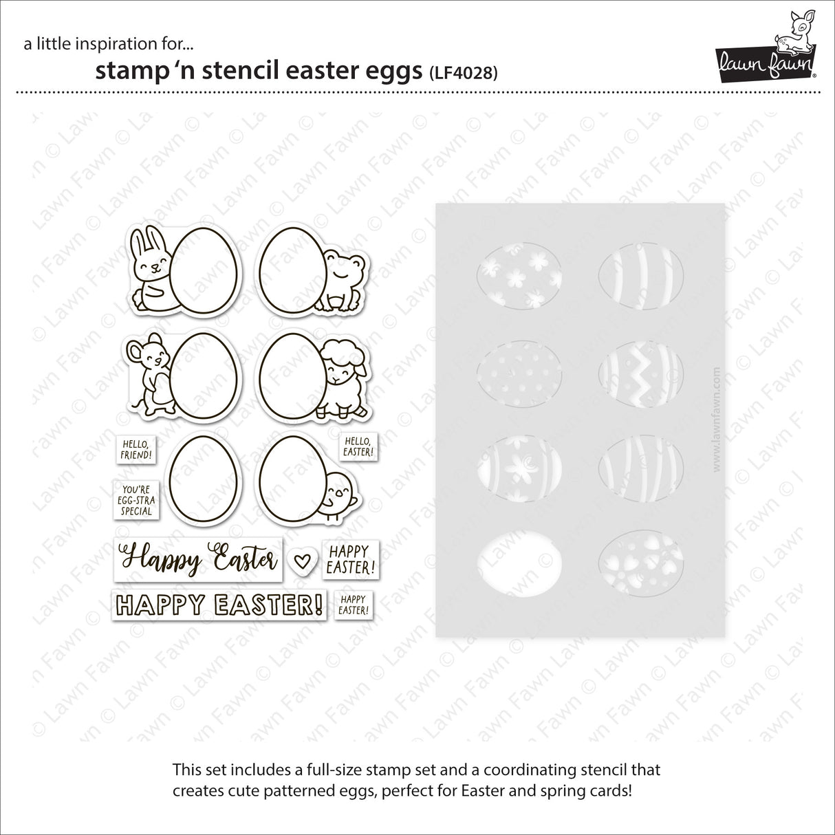 Lawn Fawn Stamp 'n Stencil Easter Eggs Stamp & Die Bundle LF4028 / LF4029