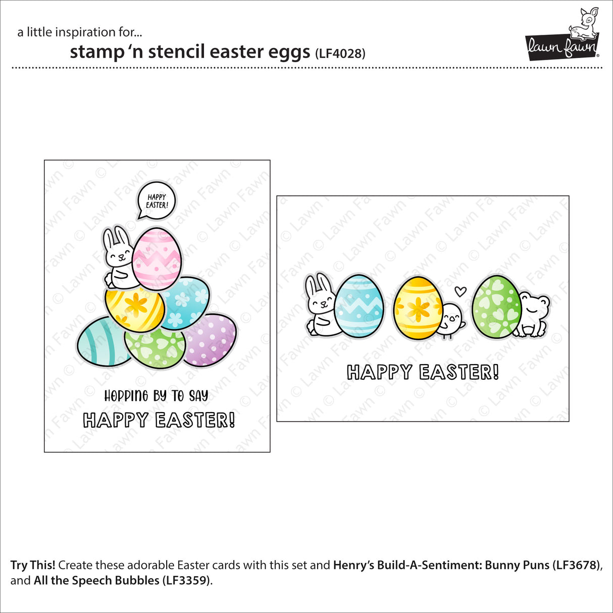 Lawn Fawn Stamp 'n Stencil Easter Eggs Stamp & Die Bundle LF4028 / LF4029