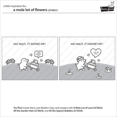 Lawn Fawn A Mole Lot of Flowers Stamp & Die Bundle LF4031/LF4032