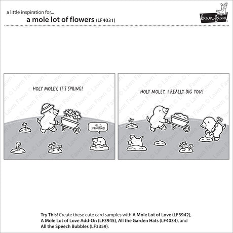 Lawn Fawn A Mole Lot of Flowers Stamp & Die Bundle LF4031/LF4032