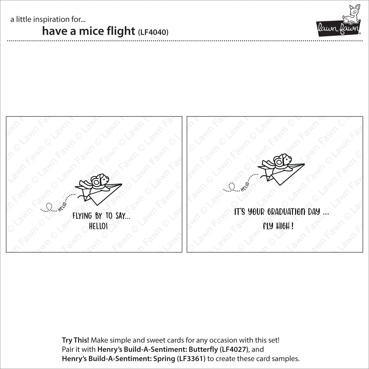 Lawn Fawn Have a Mice Flight Stamp & Die Bundle LF4040/LF4041