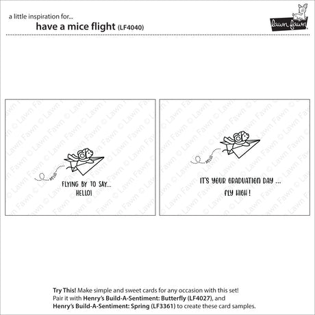 Lawn Fawn Have a Mice Flight Stamp & Die Bundle LF4040/LF4041