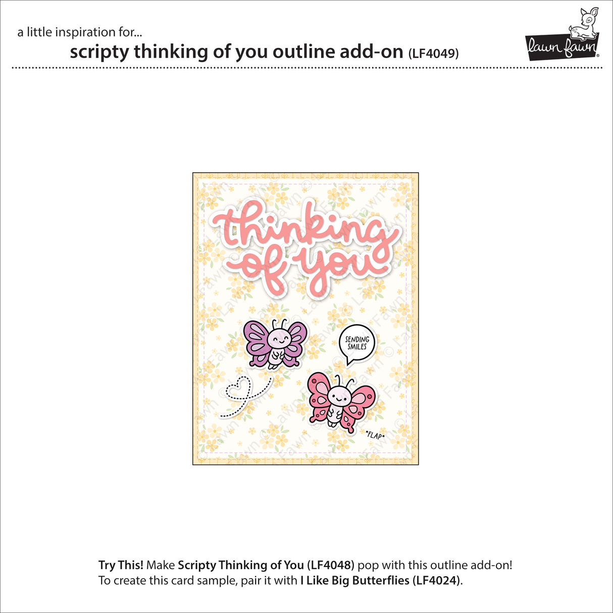 Lawn Fawn LF4049 - Scripty Thinking of You Outline Add-On Die