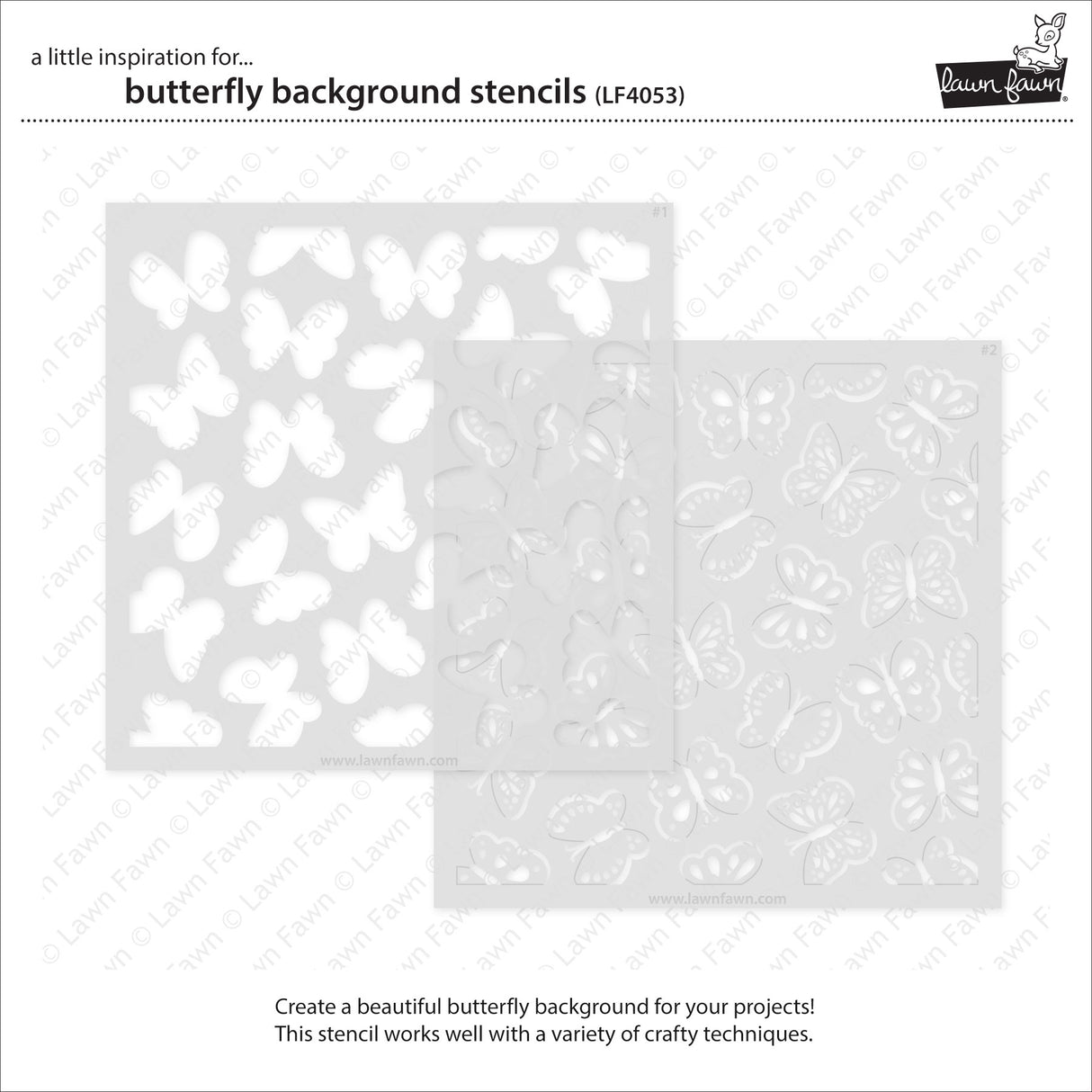 Lawn Fawn LF4053 - Lawn Clippings - Butterfly Background Stencils
