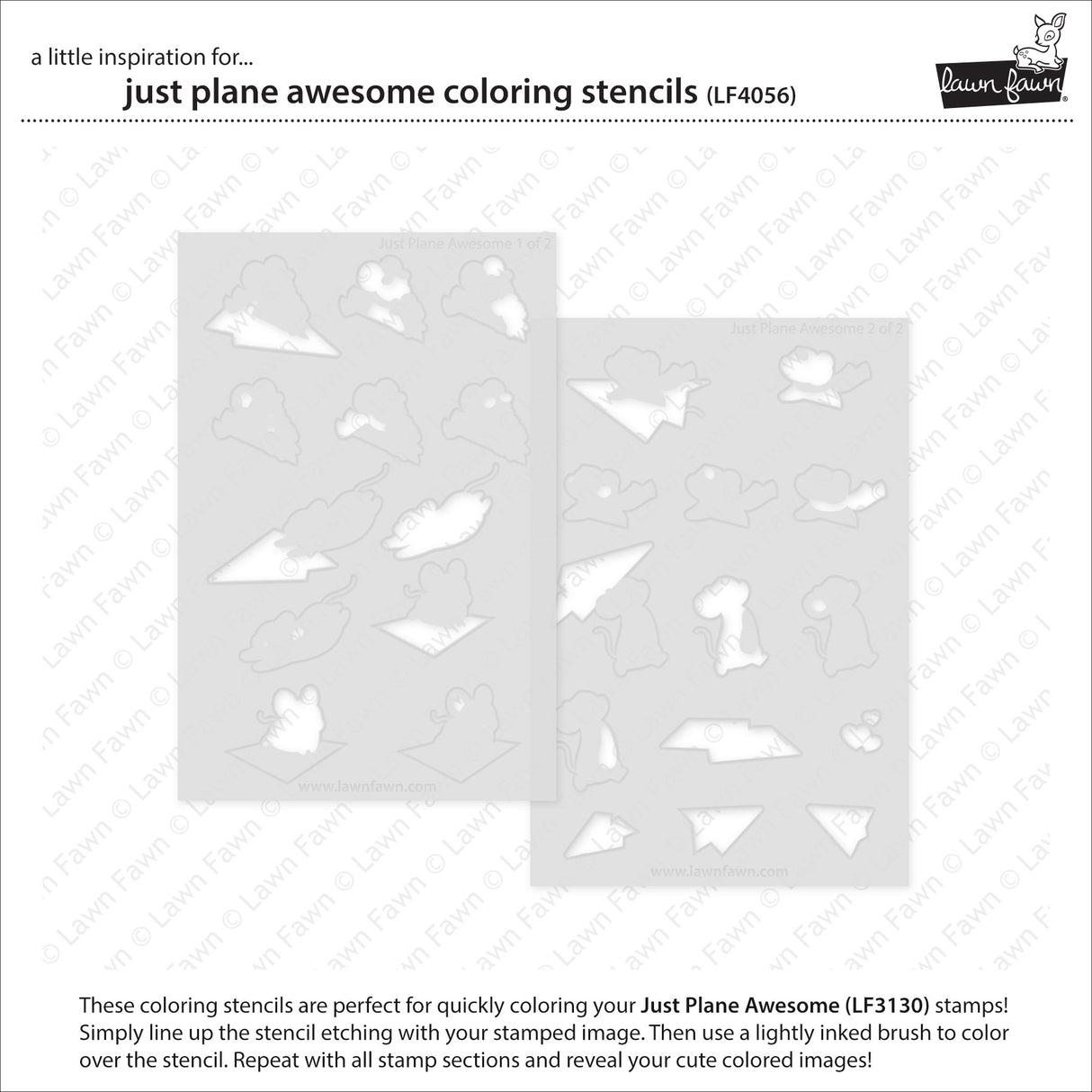 Lawn Fawn LF4056 - Lawn Clippings - Just Plane Awesome Coloring Stencils