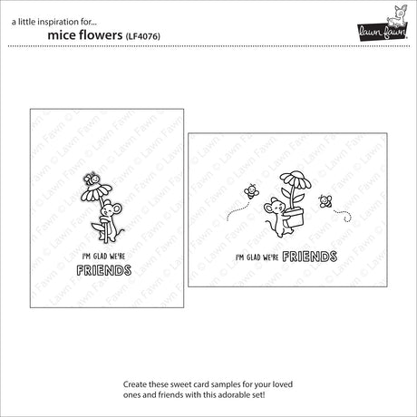 Lawn Fawn LF4076/LF4077– Mice Flowers Stamp & Die Bundle