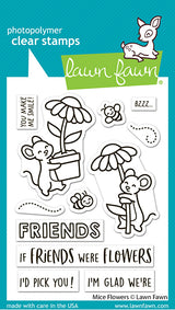 Lawn Fawn LF4076/LF4077– Mice Flowers Stamp & Die Bundle