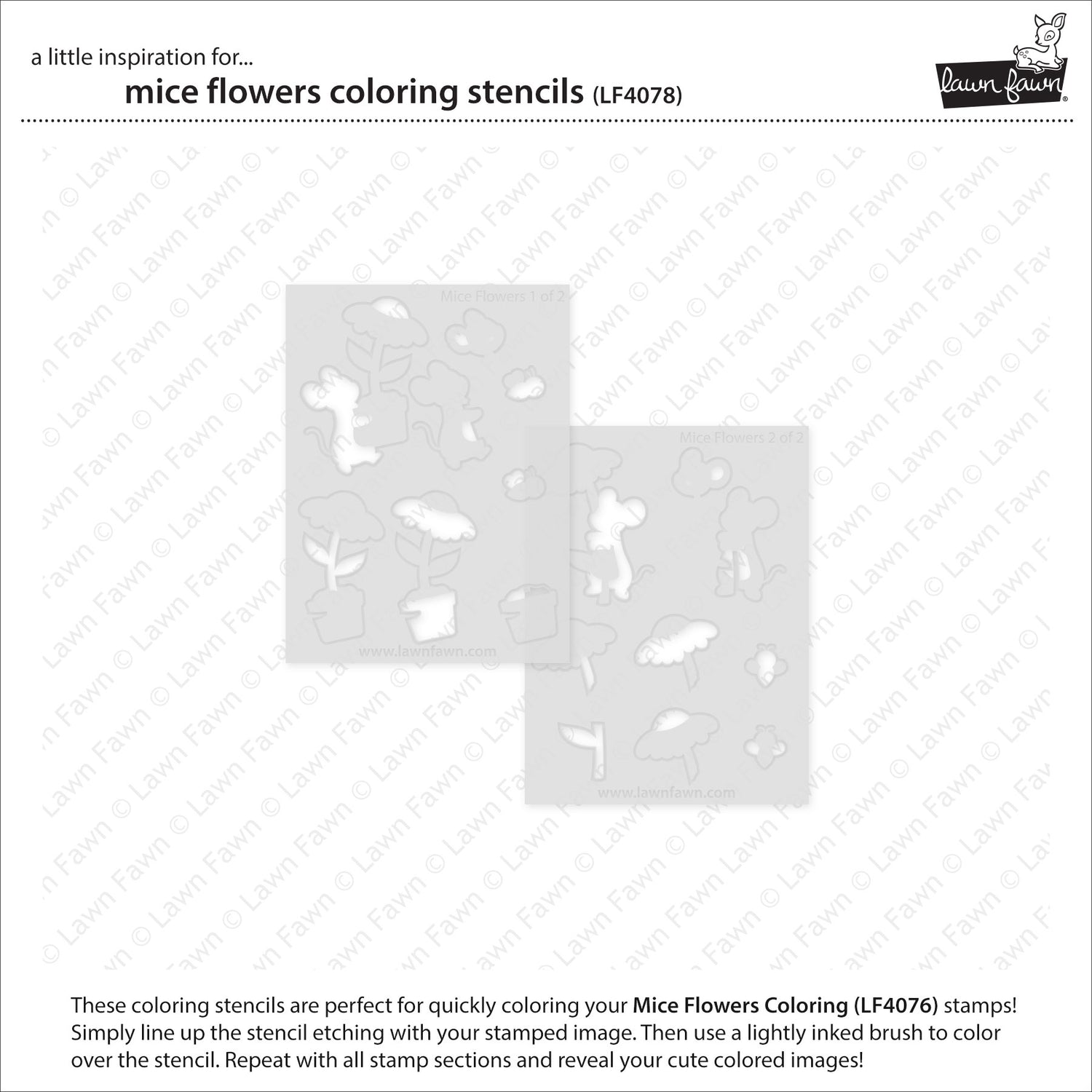Lawn Fawn LF4078 – Mice Flowers Stencil