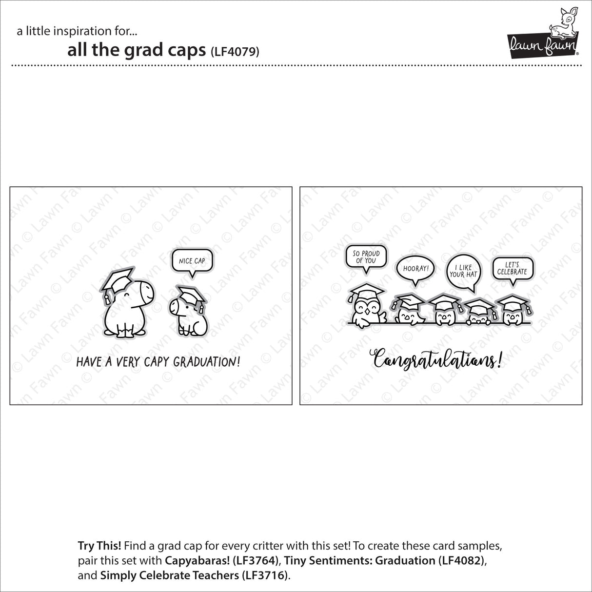 Lawn Fawn LF4079/LF4080 – All the Grad Caps Stamp & Die Bundle