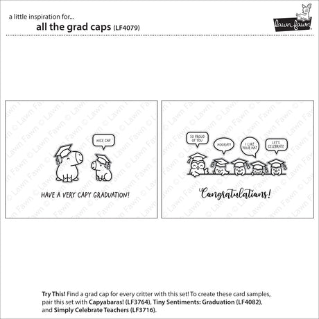 Lawn Fawn LF4079/LF4080 – All the Grad Caps Stamp & Die Bundle