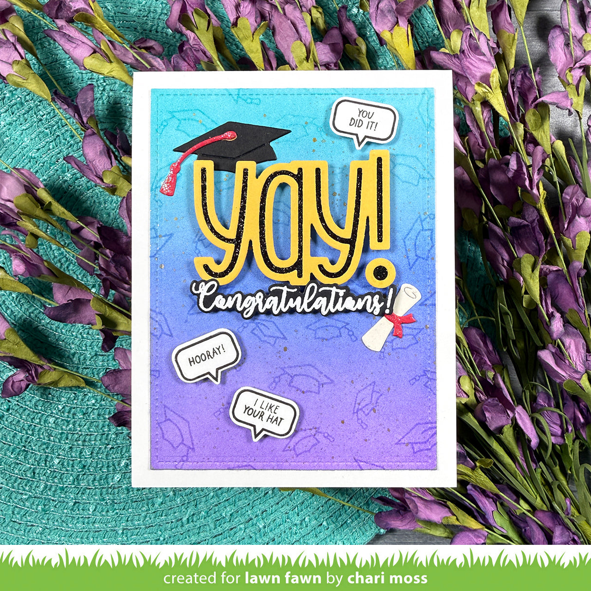Lawn Fawn LF4079/LF4080 – All the Grad Caps Stamp & Die Bundle