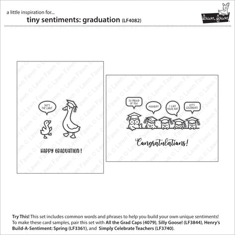 Lawn Fawn LF4082/LF4083 – Tiny Sentiments Graduation Stamp & Die Bundle
