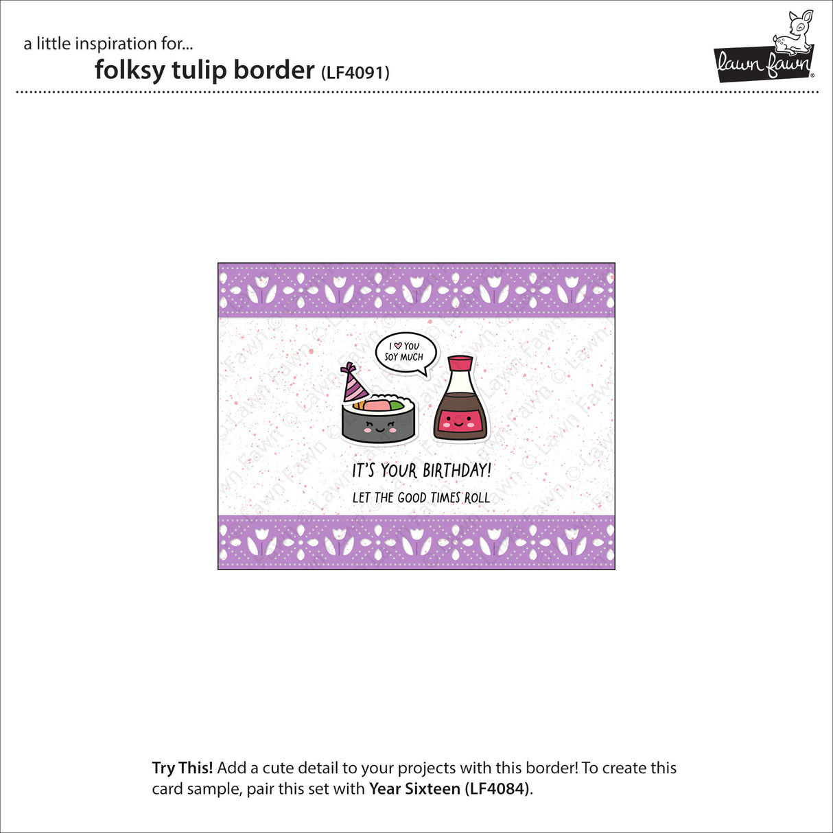 Lawn Fawn LF4091 – Folksy Tulip Border Die