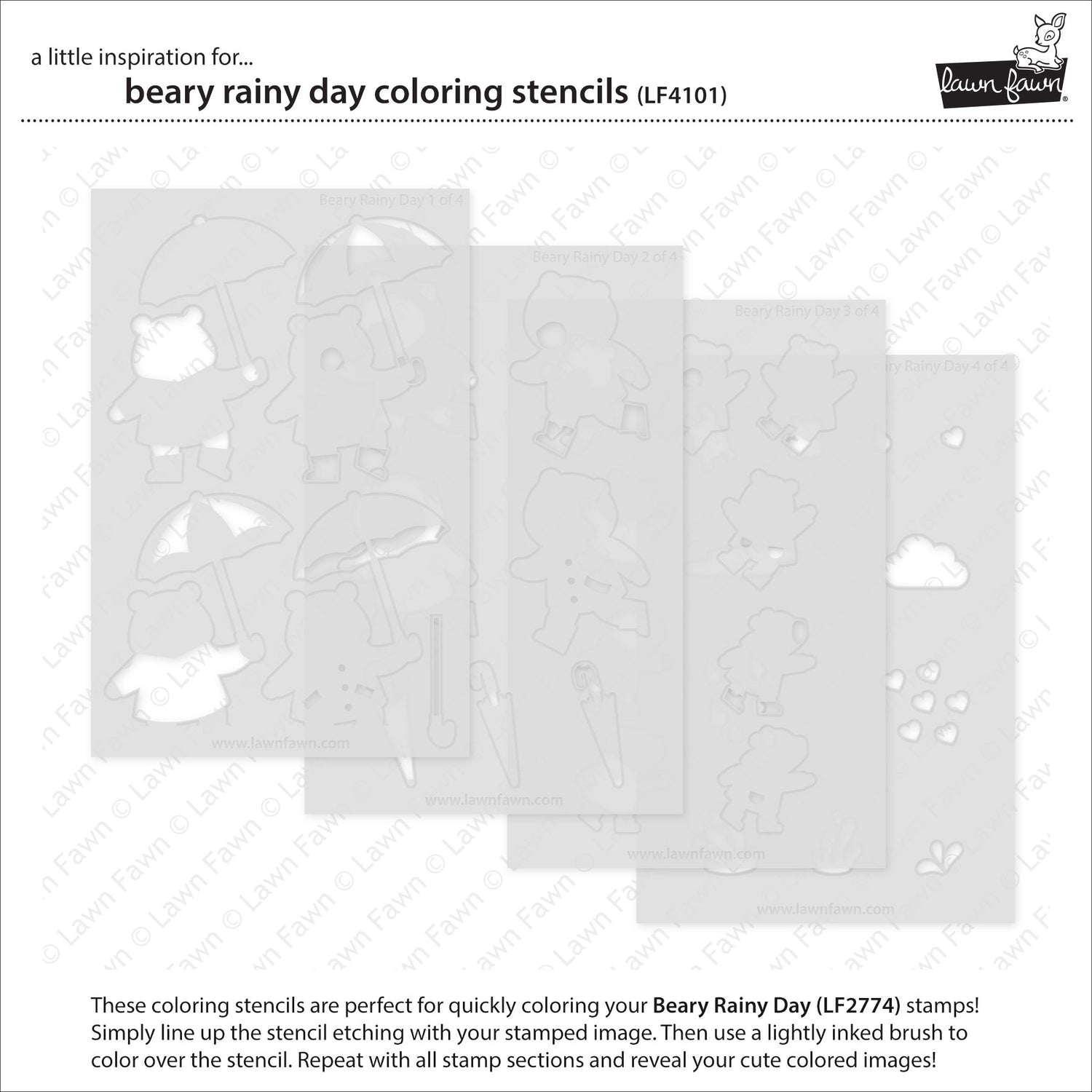 Lawn Fawn LF4101 – Beary Rainy Day Stencil