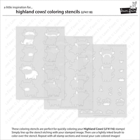 Lawn Fawn Highland Cows! Coloring Stencils (LF4118)